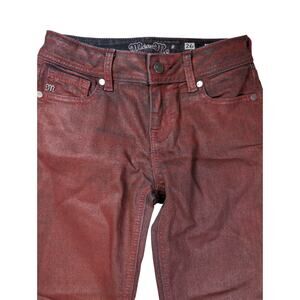 Miss Me Women’s Red Wax Coated Standard Skinny Jeans Size 26 90sVibe Y2K